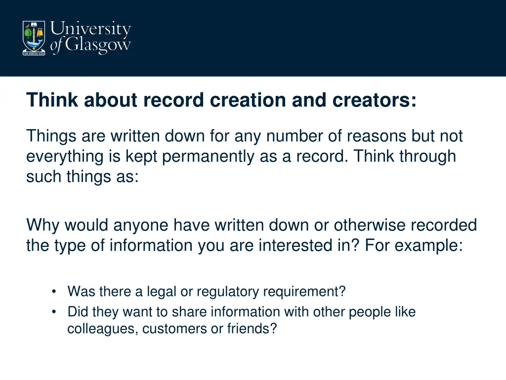 think about record creation and creators