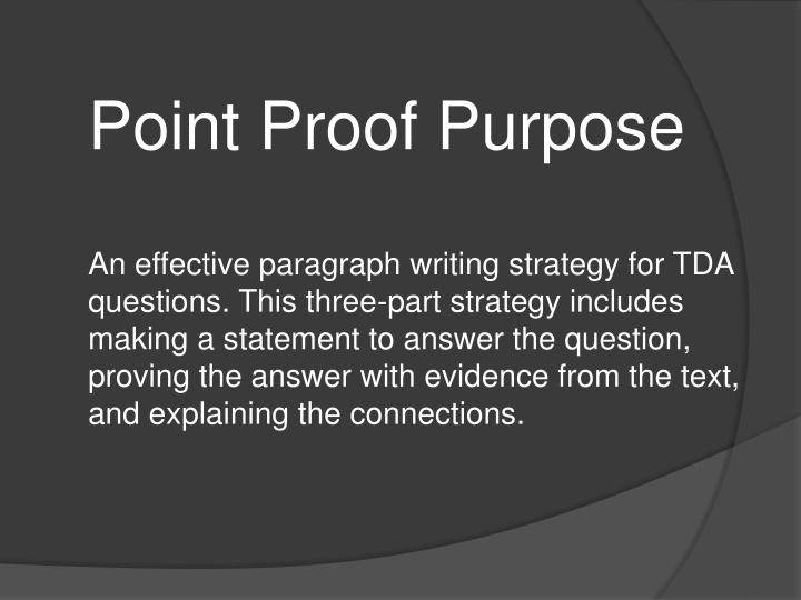 point proof purpose