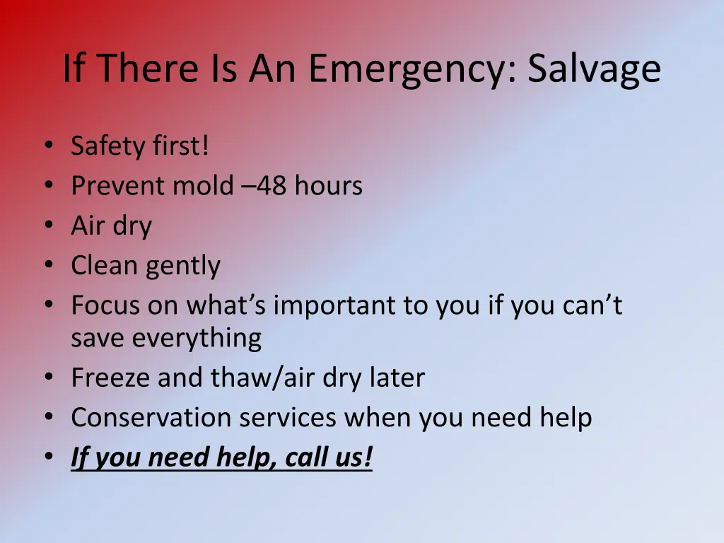 if there is an emergency salvage