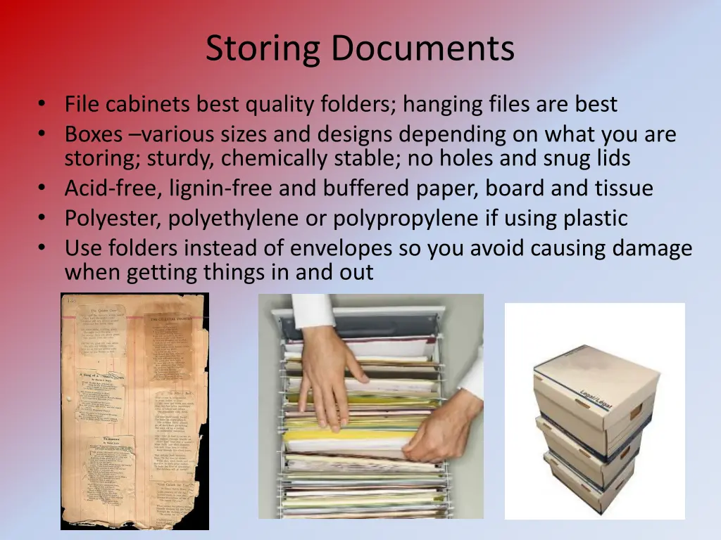 storing documents