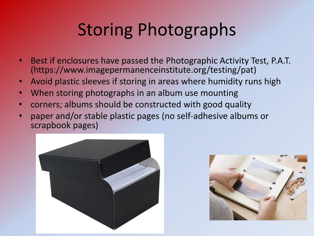 storing photographs