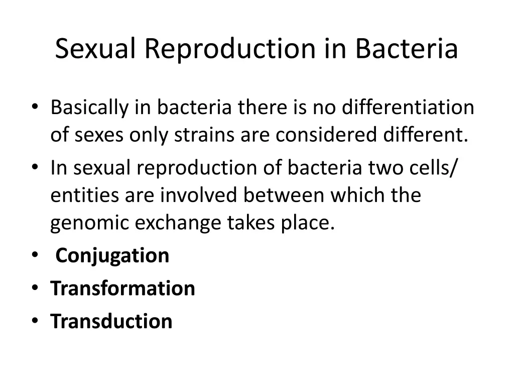 sexual reproduction in bacteria