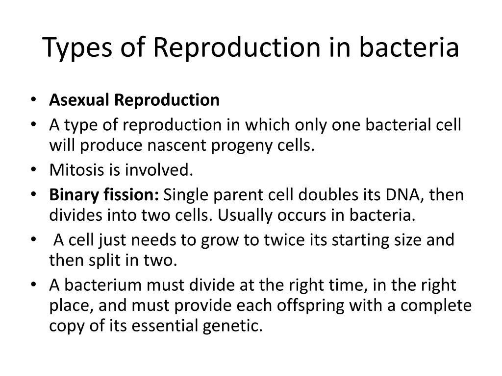 types of reproduction in bacteria