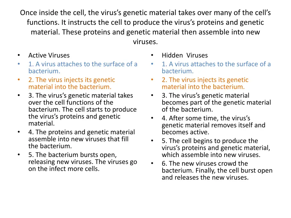 once inside the cell the virus s genetic material