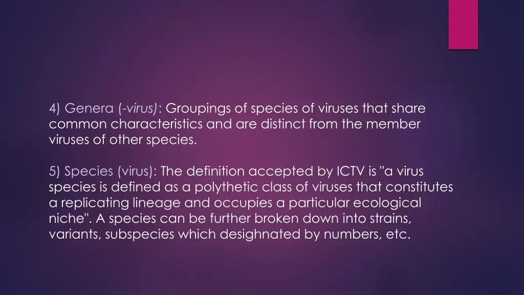 4 genera virus groupings of species of viruses