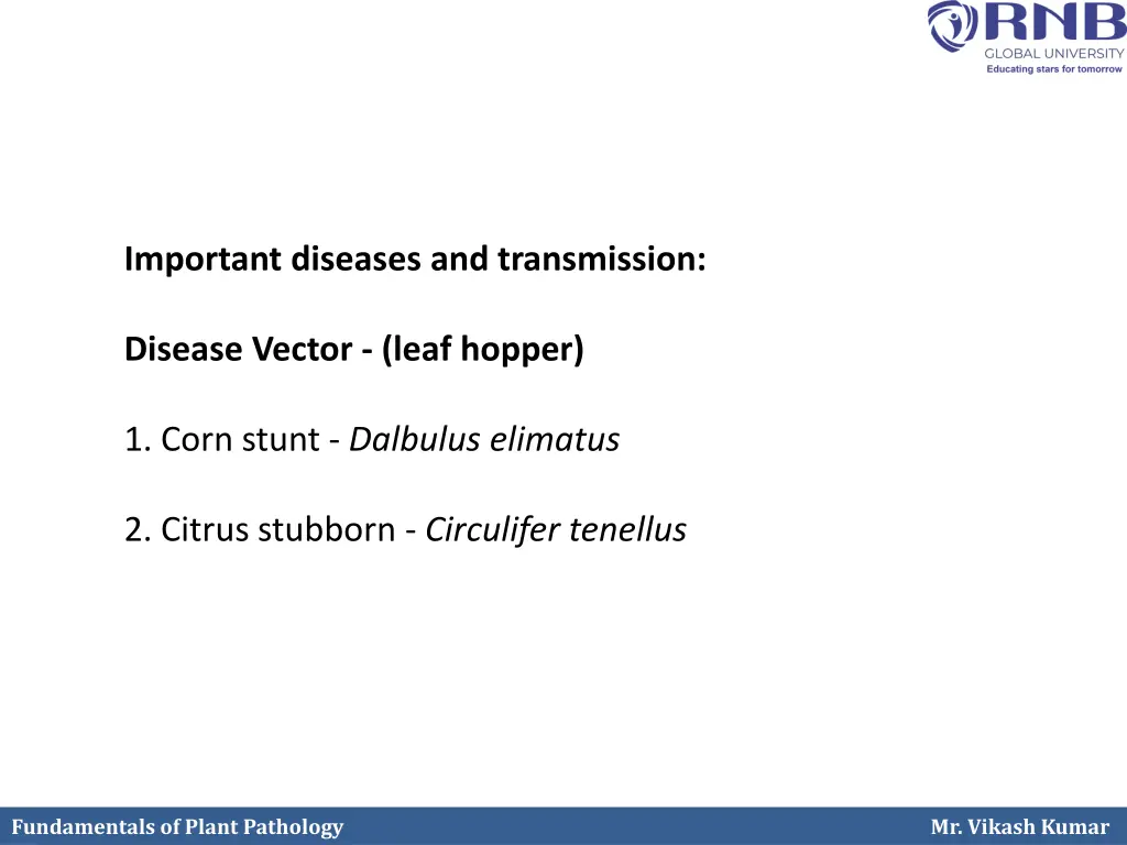 important diseases and transmission