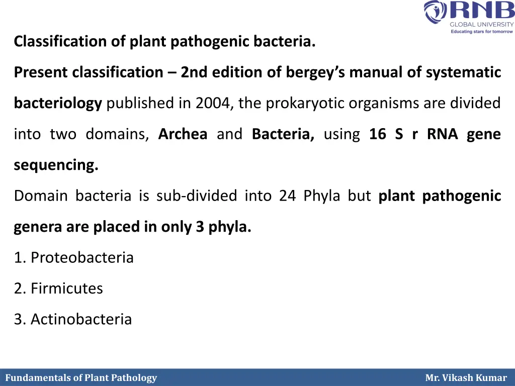 classification of plant pathogenic bacteria