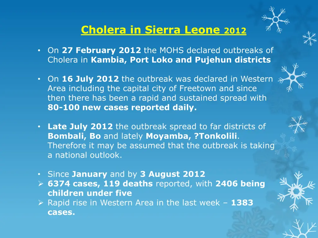 cholera in sierra leone 2012