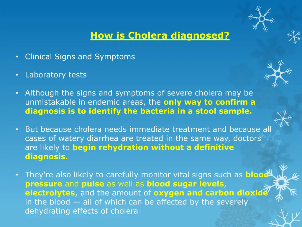 how is cholera diagnosed