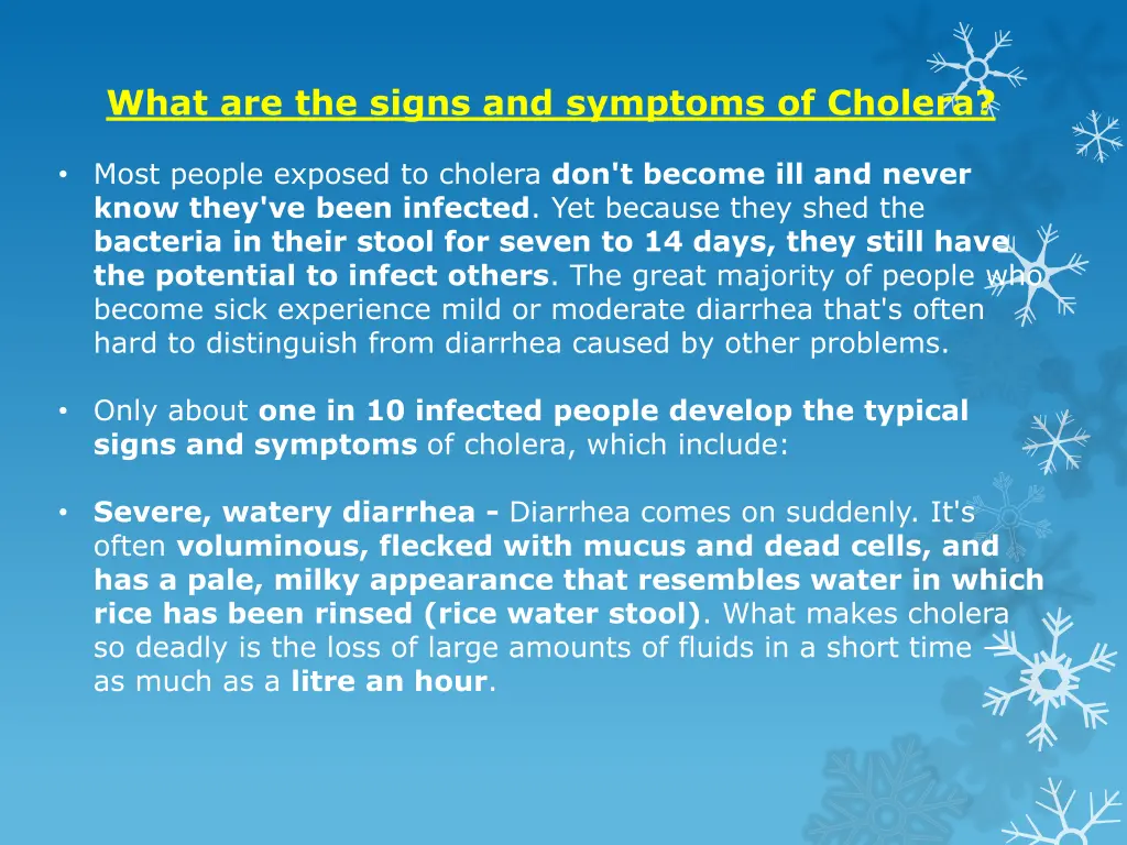 what are the signs and symptoms of cholera