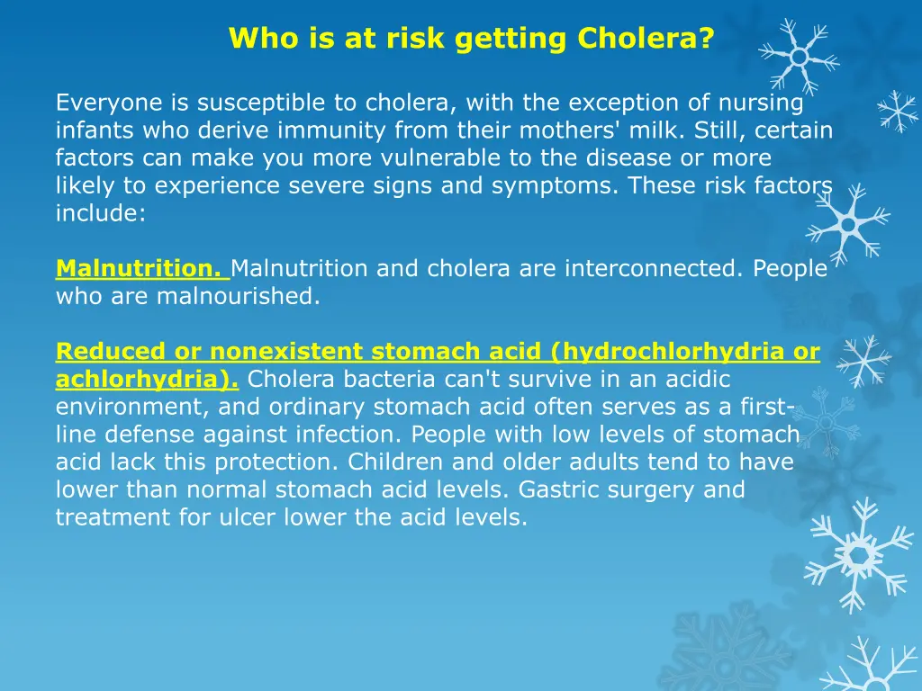 who is at risk getting cholera