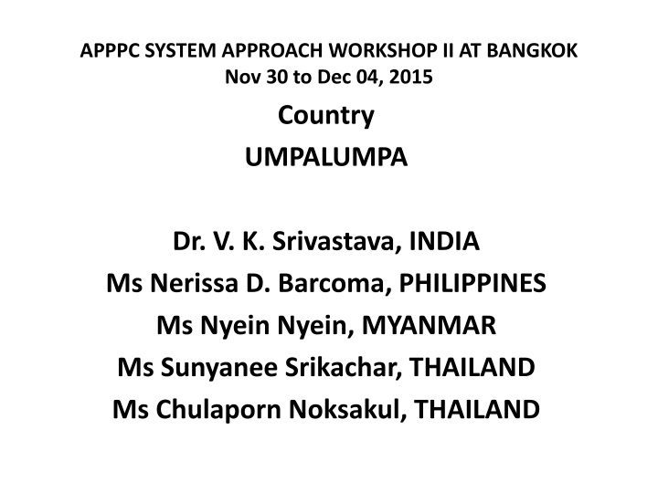 apppc system approach workshop ii at bangkok