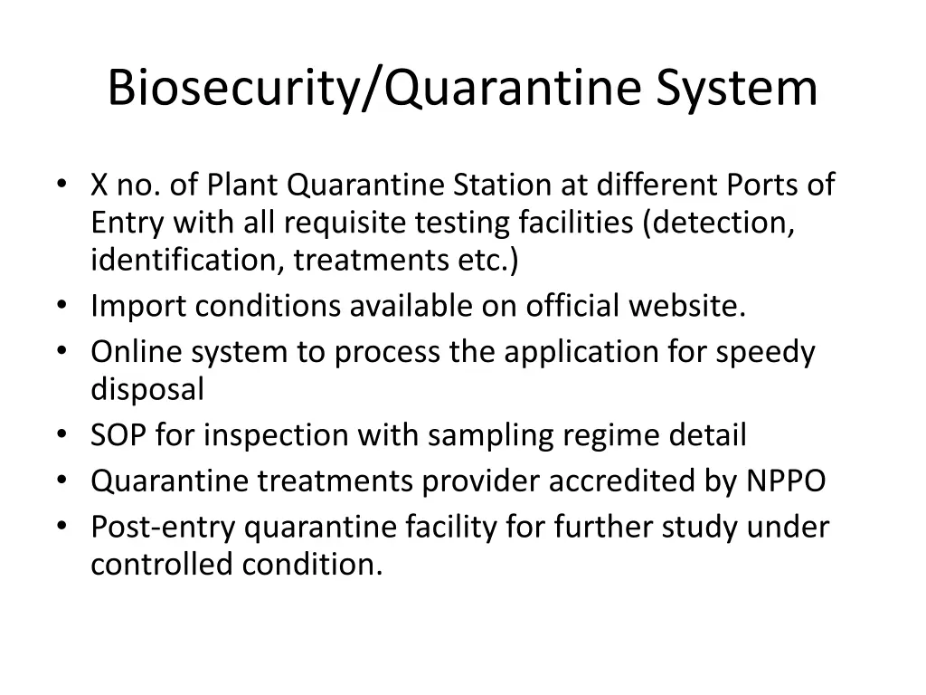 biosecurity quarantine system