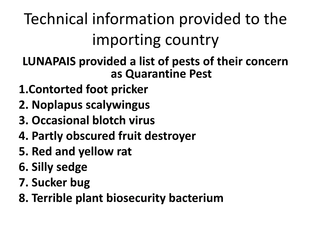 technical information provided to the importing