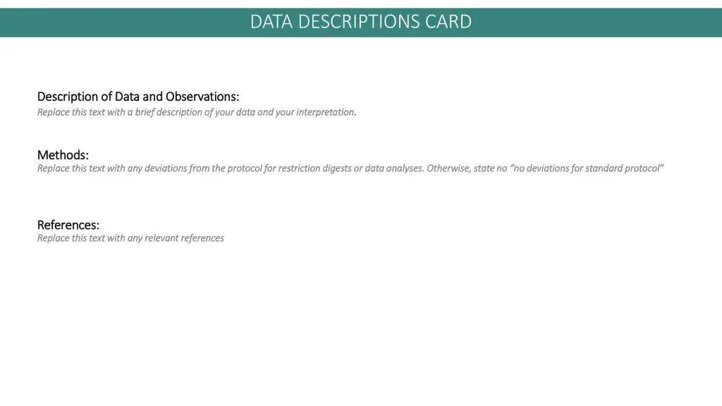 data descriptions card