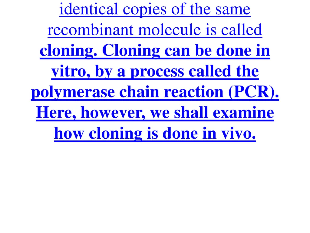 identical copies of the same recombinant molecule