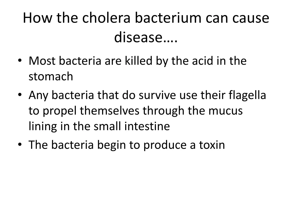 how the cholera bacterium can cause disease