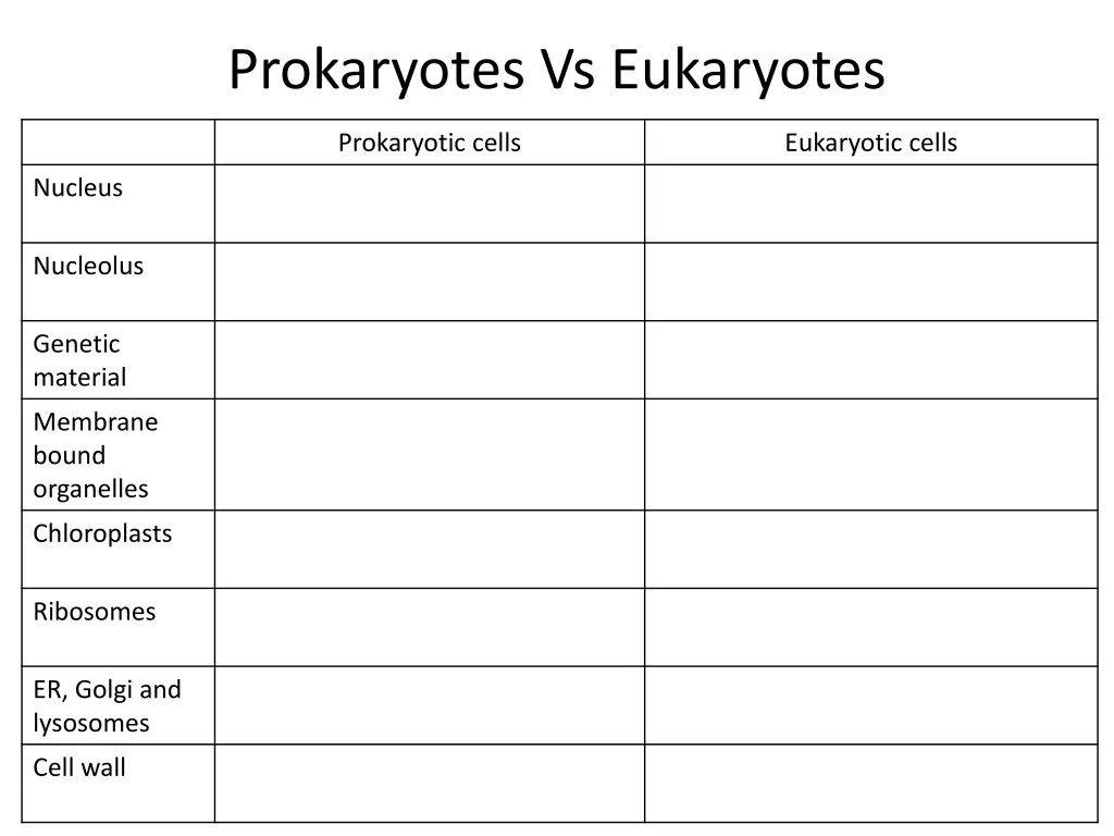 prokaryotes vs eukaryotes