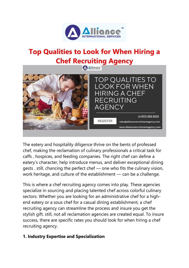 top qualities to look for when hiring a chef