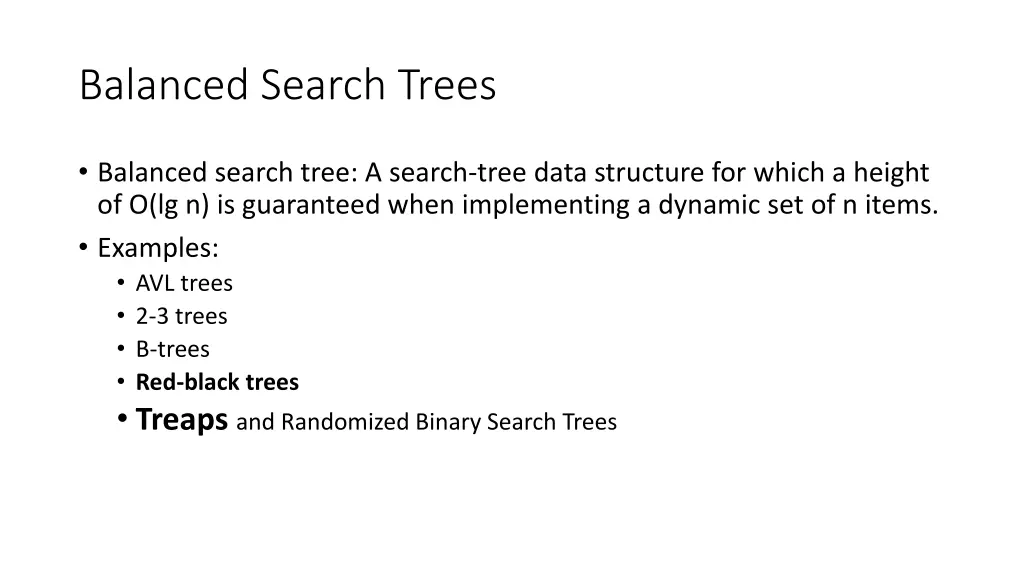 balanced search trees