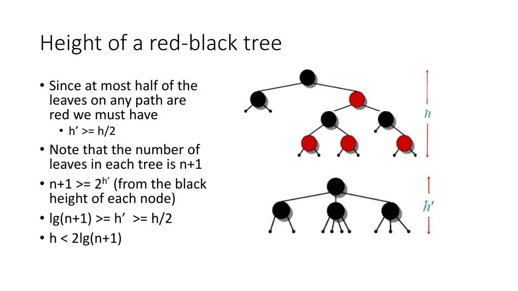 height of a red black tree 2