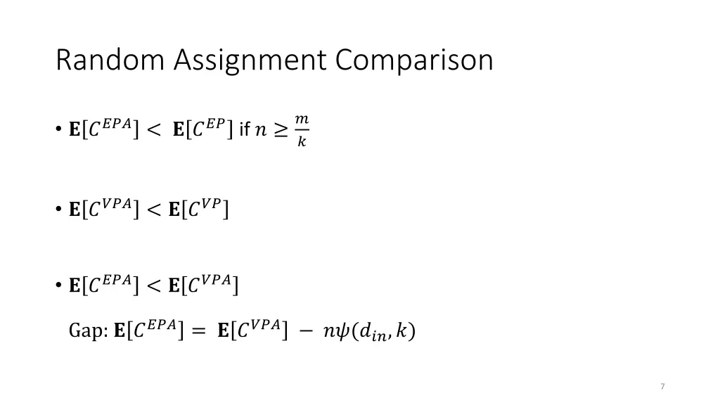 random assignment comparison