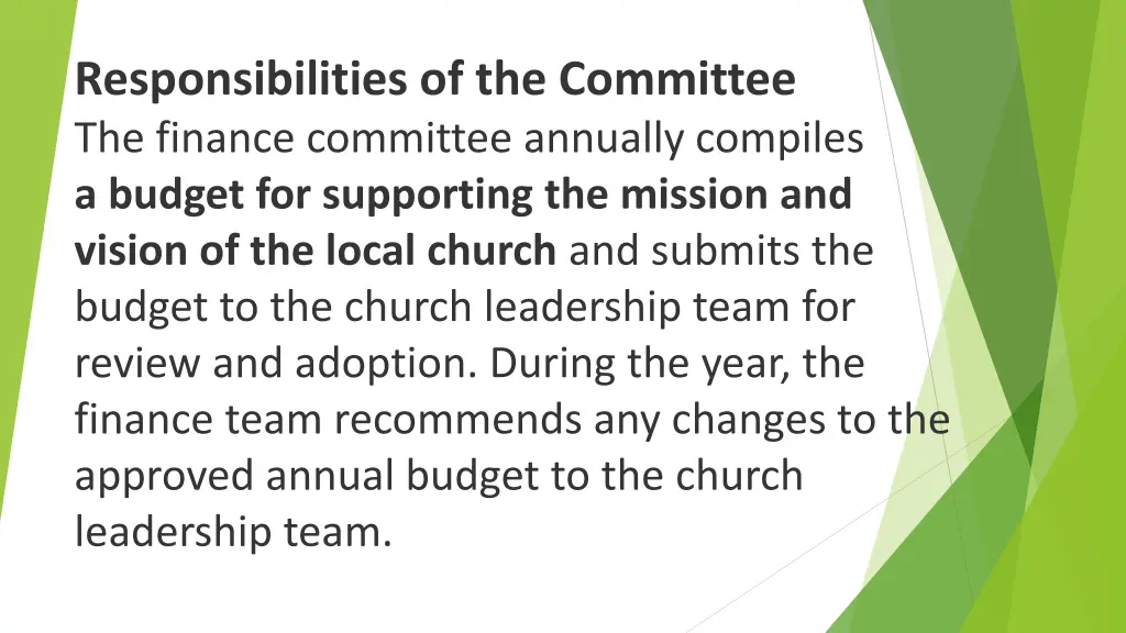 responsibilities of the committee the finance