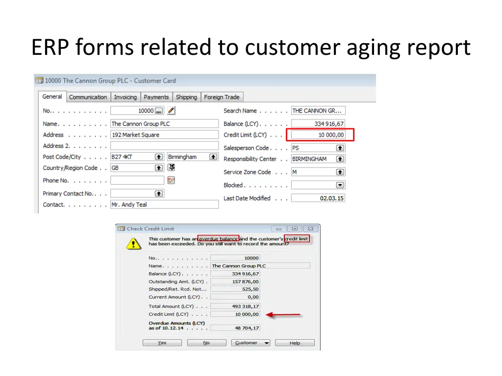 erp forms related to customer aging report