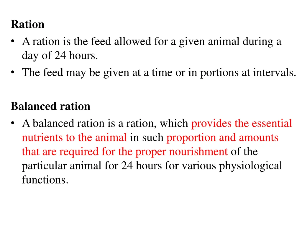 ration a ration is the feed allowed for a given