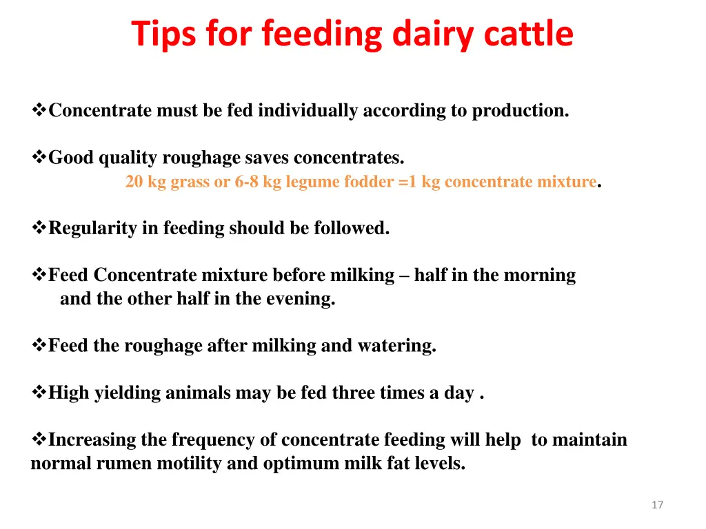 tips for feeding dairy cattle