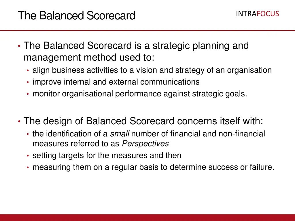 the balanced scorecard