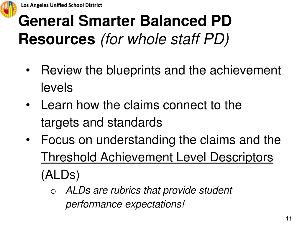 general smarter balanced pd resources for whole