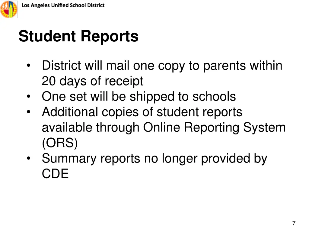 student reports