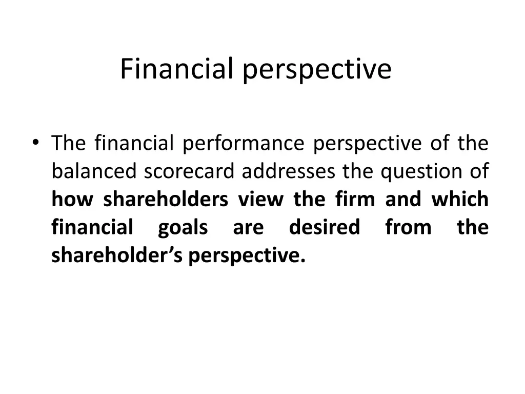 financial perspective