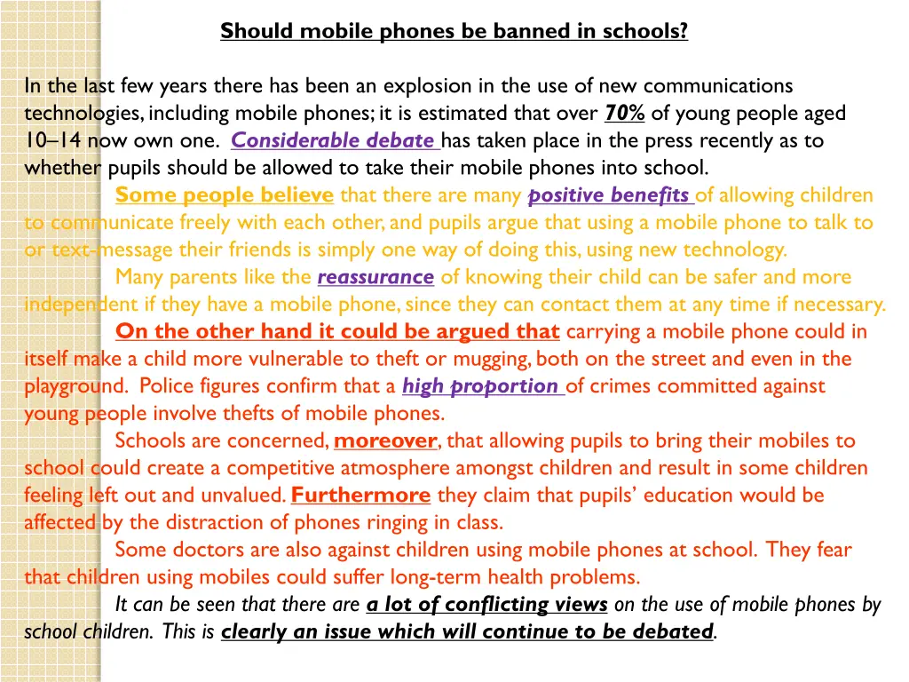 should mobile phones be banned in schools 1