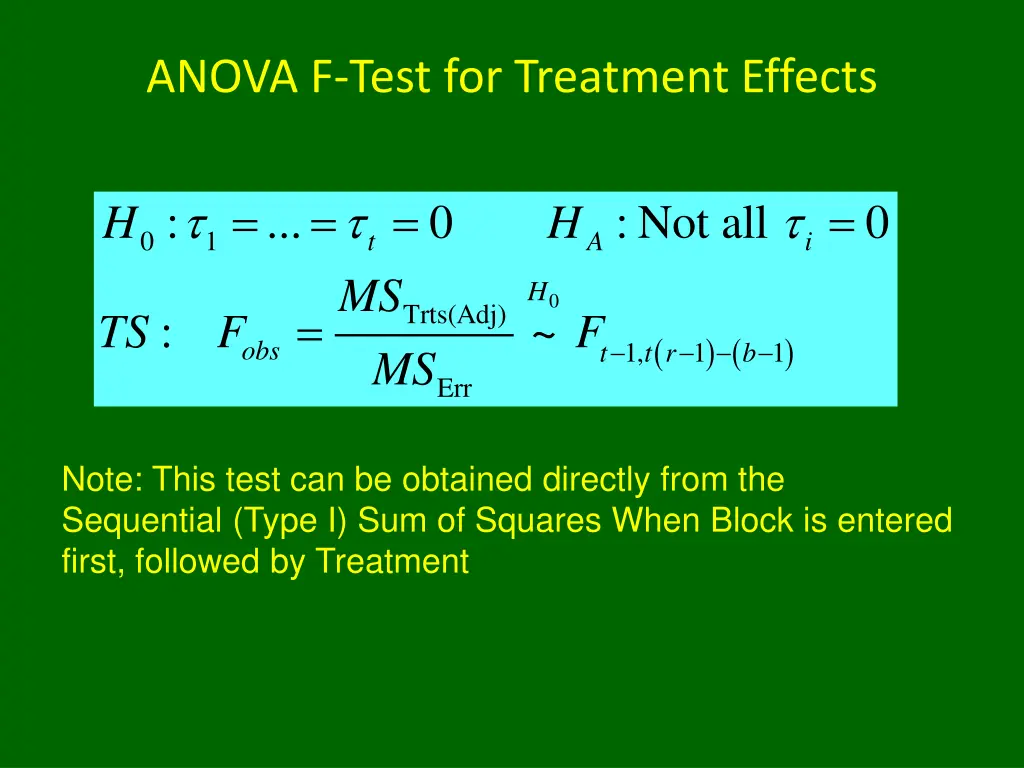 anova f test for treatment effects