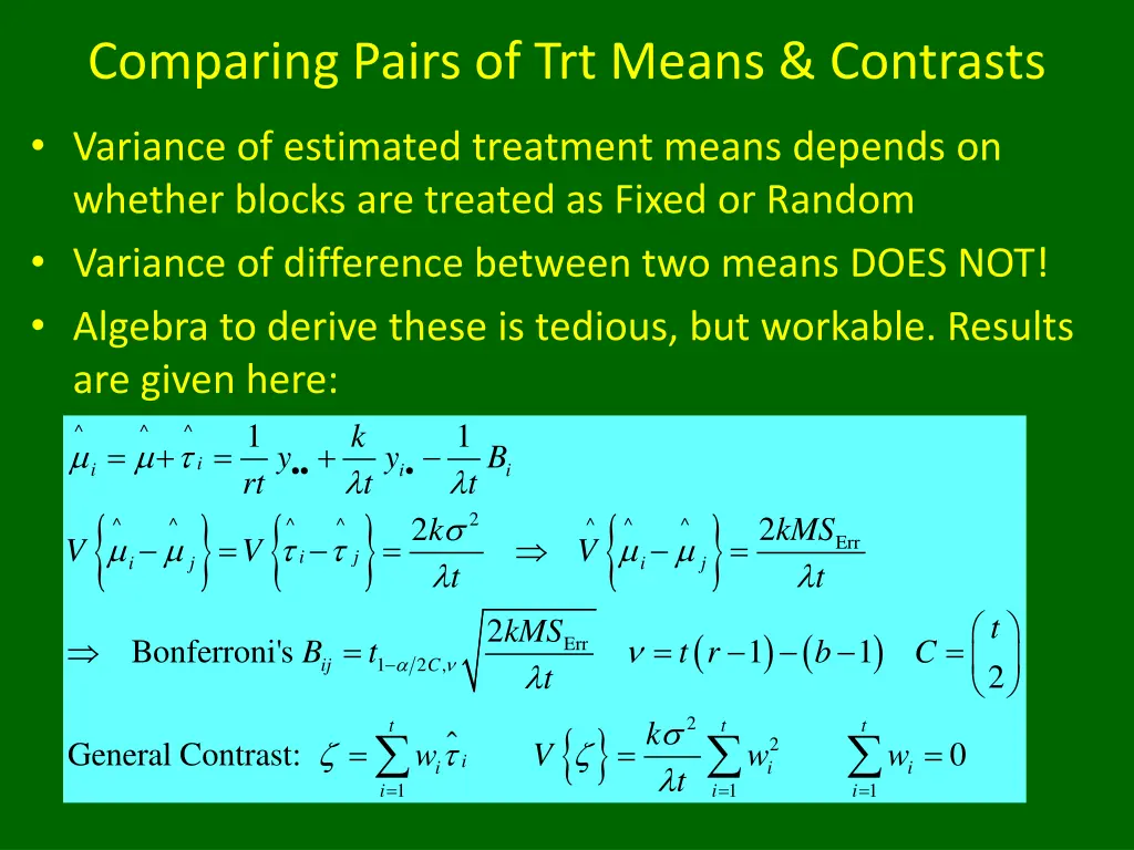 comparing pairs of trt means contrasts