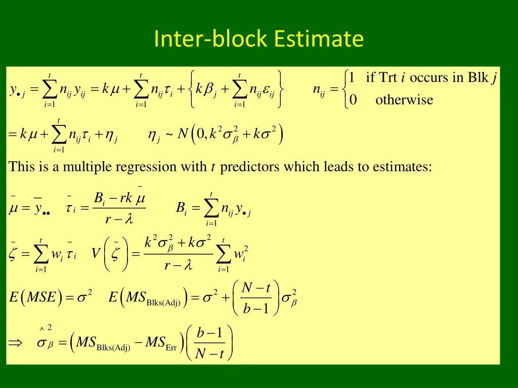 inter block estimate