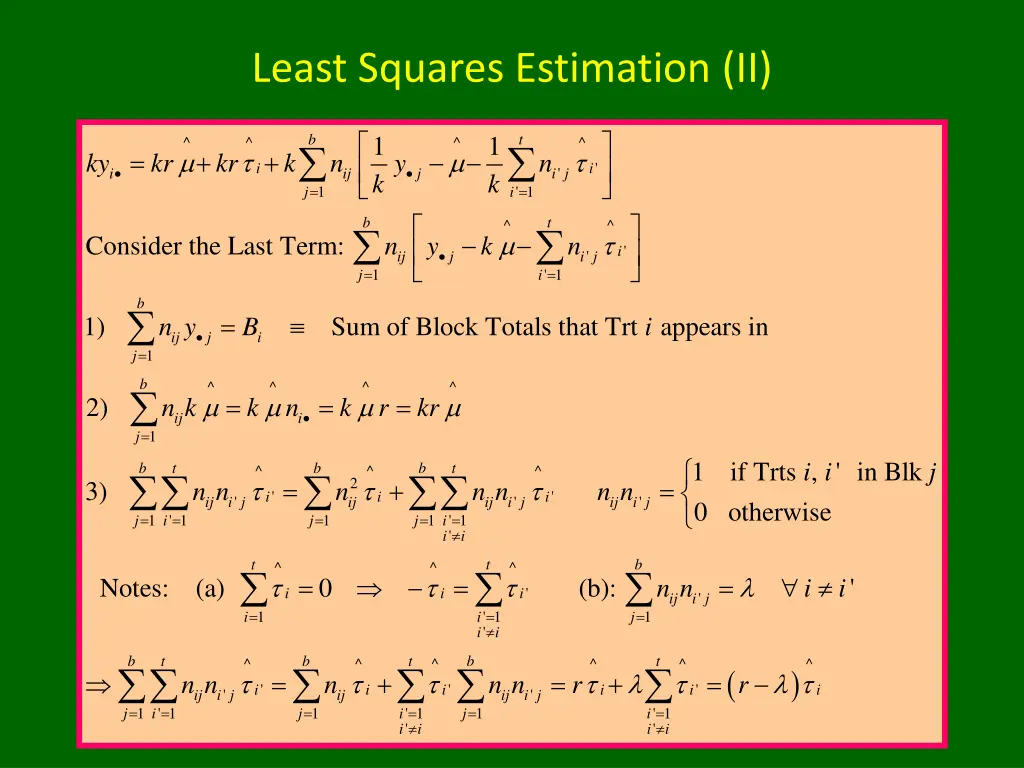 least squares estimation ii