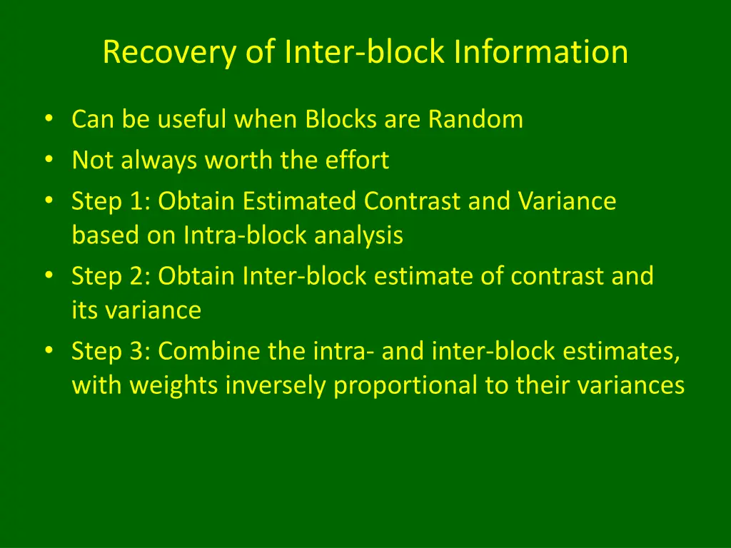 recovery of inter block information