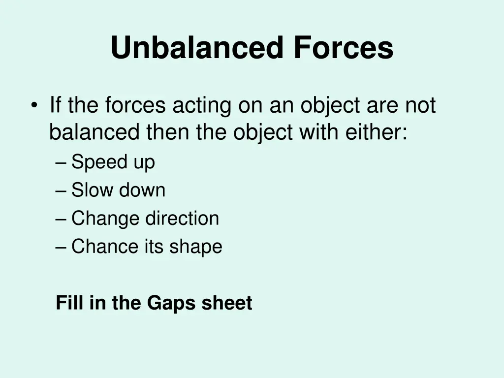 unbalanced forces 1