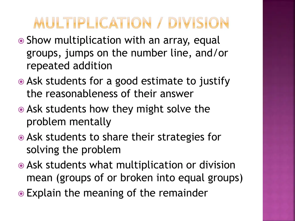 multiplication division show multiplication with