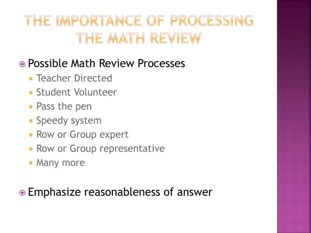 the importance of processing the math review