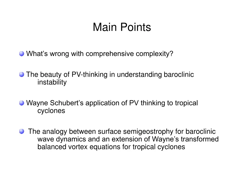 main points