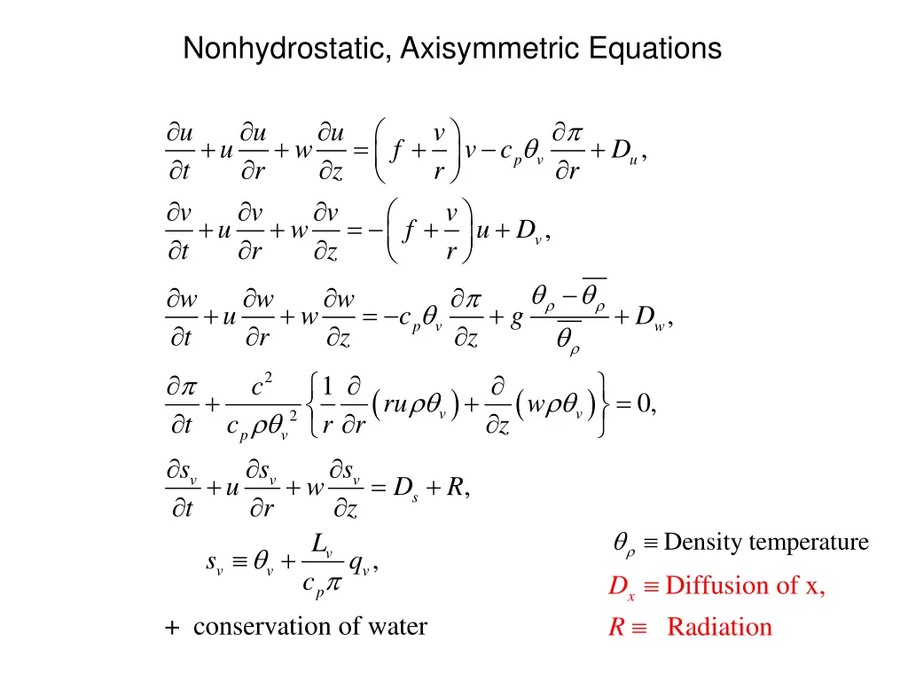 nonhydrostatic axisymmetric equations 1