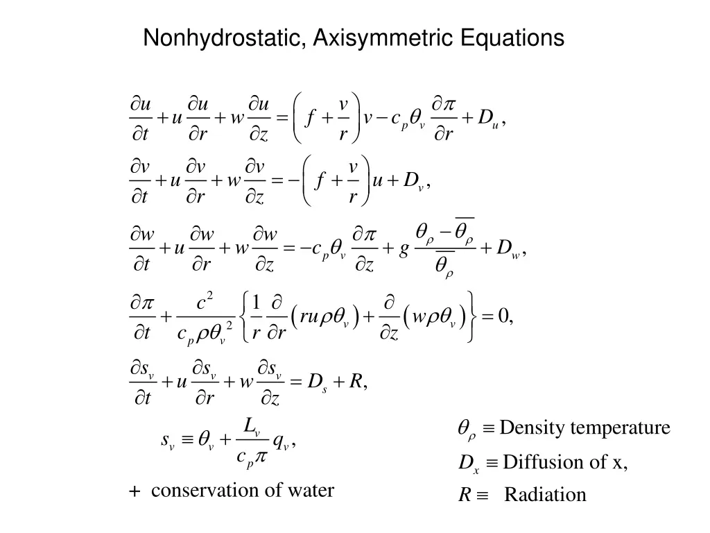 nonhydrostatic axisymmetric equations