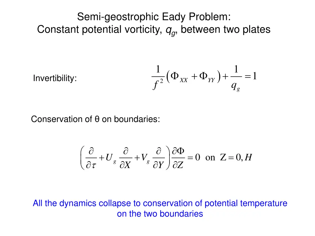 semi geostrophic eady problem constant potential