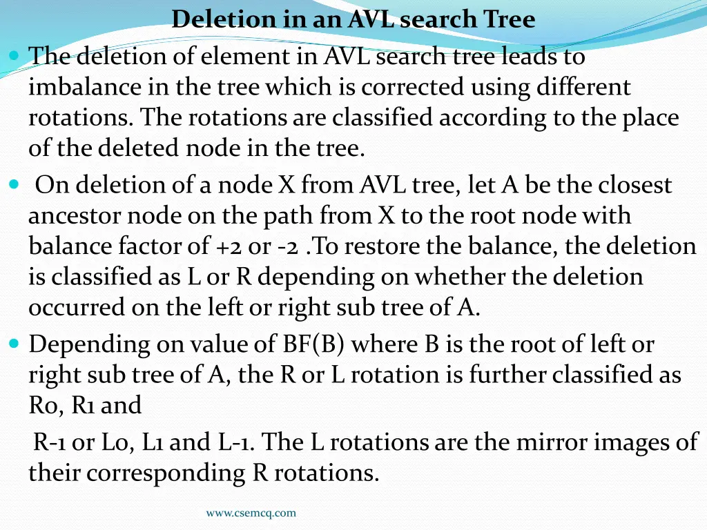 deletion in an avl search tree the deletion