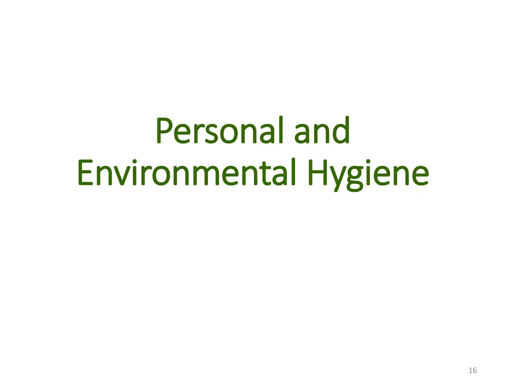 personal and personal and environmental hygiene