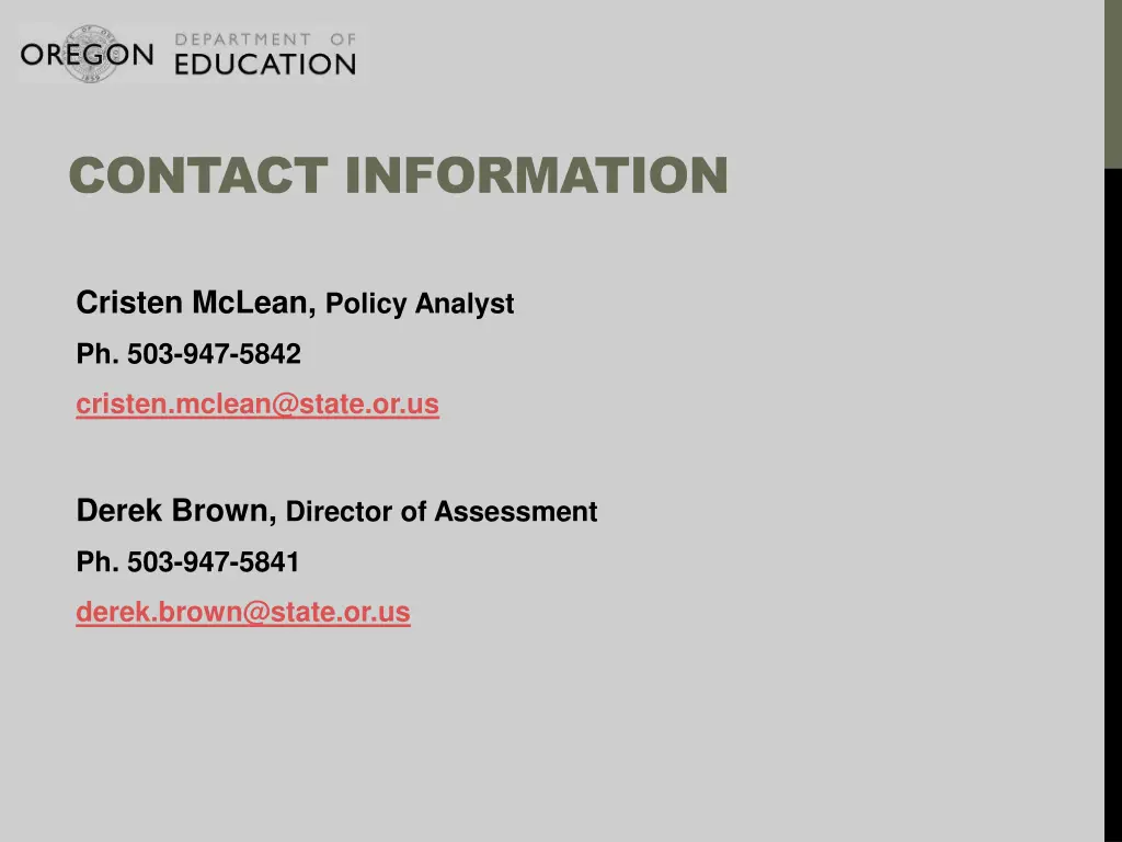 contact information cristen mclean policy analyst